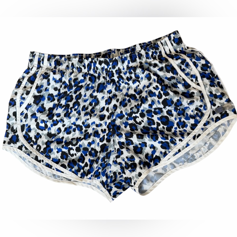 Calvin Klein ladies Blue/Black Leopard Print Athletic Shorts size Large